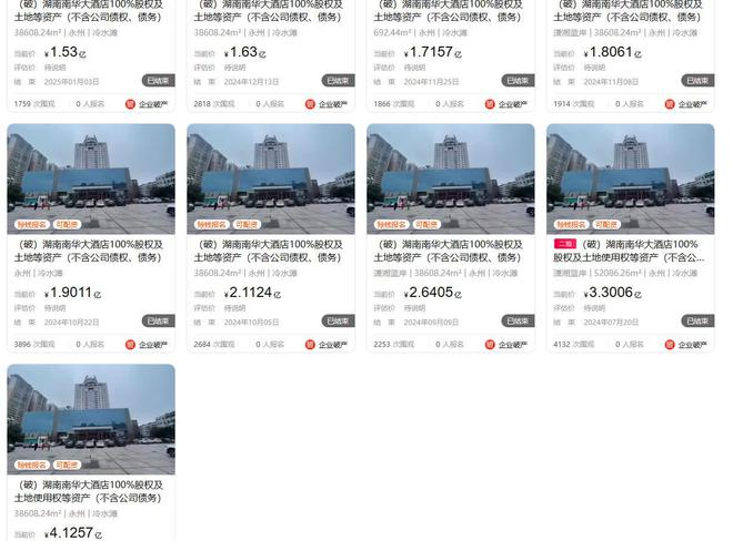 永州市知名大酒店南华大酒店153亿起第九次拍卖再流拍(图1)